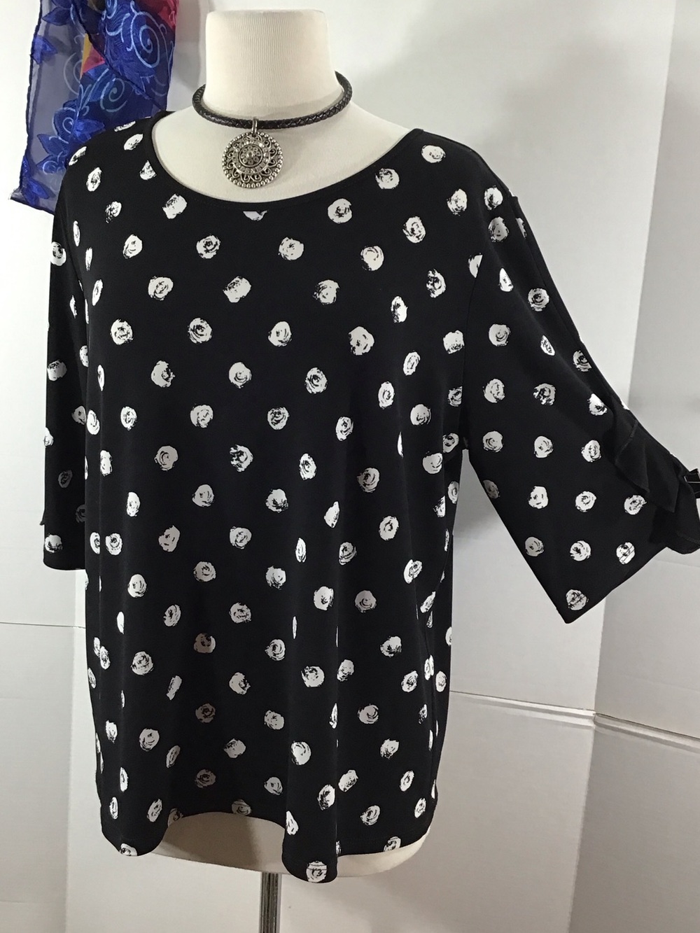 Clara Sun Woo Black and white stretch Short Sleeve Top L